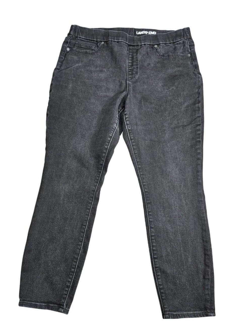 Lands' End Jegging Jeans Womens 16 Gray Charcoal Semi High Rise Pull On Skinny